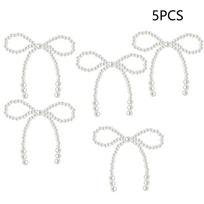 Elegant Faux Pearl Bead Cake Toppers Bow Cupcake Picks for Themed Party Wedding Birthday Event Decoration