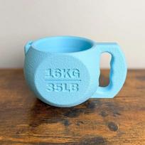 3D Printed Kettlebell Ice Cream Pint Holder Heat Insulation Cold Hand Protection Weight Lifting Ice Cream Cup Stand Funny mėlyna