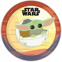 Talerzyki Papierowe Star Wars Mandalorian Baby Yoda Urodziny 23Cm 8Szt.