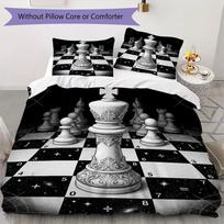 Black and white chess Pattern Bedding uilt Set uilt Cover Pillowcase Home Decoration Birthday Gift (1 * duvet cover + 6 * pillowcase  without core) 135x200cm