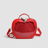 Creative Apple Tomato Shaped Ita Bag, Transparent Pocket Badge Display Bag Japanese Lolita Kawaii Sweet Girl Shoulder Bag