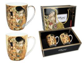 Komplet 2 Kubki Porcelanowe Gustav Klimt Pocałunek Zestaw Prezent