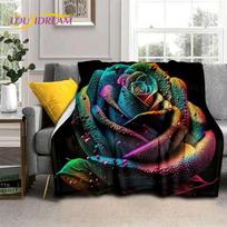 3D Rose Flowers Nordic Romantic Soft Flannel Blanket for Beds Bedroom Sofa Picnic,Throw Blanket for Cover Outdoors Leisure Gift 75x90cm