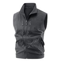 Men's Lightweight Softshell Vest with Zipper Pockets Windproof Sleeveless Jacket for Hiking Golf Outdoor Outwear Windbreaker S