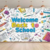 2D Welcome Back to School Backdrop Doodle Art Photography Background 47.2x31.5inch/120*80cm