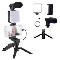 with Light and Microphone Phone Stand Stabilizer Rotating Fill Light Table Tripod for Phone  Vlog Without Bluetooth