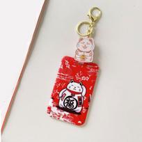 Kawaii Keychain Fortune Cat Retractable Protection Cover Card Case Card Holders