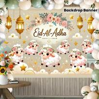 2D Eid Al Adha šventės fonas Gėlėtas avies nuotraukų studijos fonas 47.2x31.5inch/120*80cm