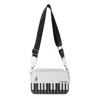 Vintage Piano Shoulder Bag Crossbody PU Leather Bag Casual Mini Square Bag  Unisex balta