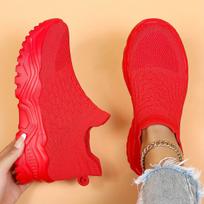 Didelio dydžio sportiniai moteriški batai, kvėpuojantys „Flyknit“ kojinės, batai vienai koja 35 raudona