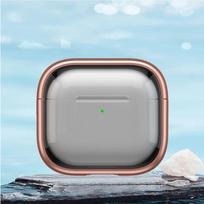 Protective Case for Airpods 4 1 2 3 Pro Cover with Hook Lock Stand Clear Transparent Sleeve for Airpods 4th 3rd 1st Pro 2rd Case Airpods 1 2 rožinio aukso spalvos