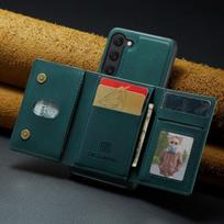 Vintažinis prabangus odinis telefono dėklas, skirtas Samsung Galaxy S23 Ultra S21 S22 Plus S20 Fe, sulankstomas 4 3 kortelių lizdų dėklai for Galaxy S22 žalia