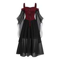 Helovino gotikinė moteriška suknelė su plačiomis rankovėmis ilgomis suknelėmis Viduramžių renesanso gotikinės cosplay XXXXXL