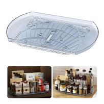Aoresac 1 Pack Fridge Lazy Susan Organizer 360 Degree Turntable Spice Rack Clear Rectangle Rotating 1 pack