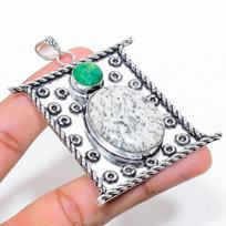 K2 Azurite, Kunzite 925 Sterling Silver Jewelry Pendant 2.56  S0V78