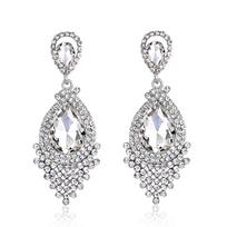 Crystal Rhinestone Long  Drop Earrings For Women Wedding Jewelry Accessory