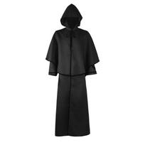 Halloween Medieval Hooded Cloak Vintage Wizard Robe Wizard Death Cloak Cosplay L juoda