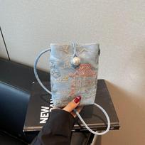 Shoulder bag Embroidery mobile phone bag Crossbody bag Casual bucket small bag mėlyna