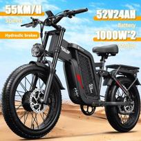 2025 Naujas F7 2000W didelio našumo dviejų variklių 52V 24AH Elektrinis dviratis 20 colių plačios padangos Hidraulinis alyvos stabdys Dviguba amortizacija