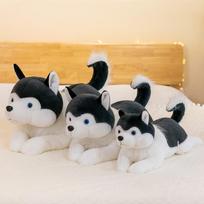 Simulated Husky Dog Plush Toy Doll Children Accompanying Ragdoll Sleeping Pillow Birthday Gift 50cm tamsiai pilka spalva