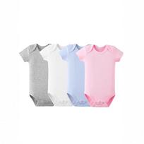 Short-Sleeved Pure Cotton Baby Romper Onesie 3-6 Months rožinė