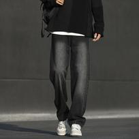 Hong Kong Style Distressed High Street Straight Jeans Men's Loose Casual Korean Style Trendy Casual Wide Leg Trousers S juoda