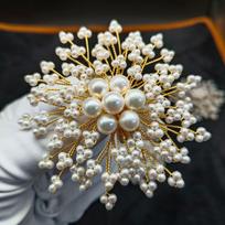 Elegantiška daugiagyslė perlų snaigės sagė, segtukas skarai - rafinuotas moteriškas drabužių aksesuaras 14k Gold-Plated Accessories