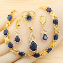 New Bride Light Luxury Jewelry Earrings Rings Ring Bracelet Necklace 4 Piece Set Chain AAA Zircon Inlaid Jewelry
