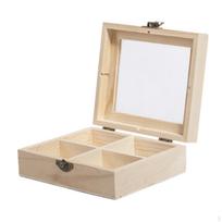 4/6 /8 skyrių bambukinė arbatos dėžutė, skrynelė, laikymo organizatorius su užsegamu dangteliu, 15x13x5cm 4 Sections  beige