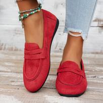Moteriški Retro Lazy Loafers Batai Minkštu padu Bean Batai Plokšti vienviečiai batai 36 raudona