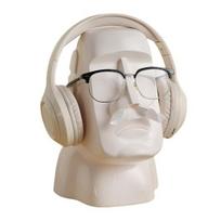 Moai Statue Tissue Box Headphone Holder Fun Tissue Box Cover Desktop Eyeglasses Organizer Decorative Tissue Holder for Home Office Bedroom Desk balta