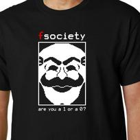 Ponas Robotas / FSociety - Ar esi 1 ar 0? marškinėlis TV HACKING HACKER CITATA GEEK S