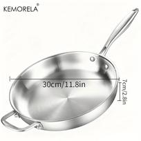 KEMORELA 316 Stainless Steel 30cm Wok Pan Non-Stick Pan with Detachable Handle - Induction Compatible Stir-Fry & Chef Pan