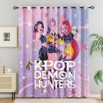 2 vnt. Pop demonų medžiotojų spaudinio perforuotų užuolaidų rinkinys Miegamojo, svetainės, darbo kambario, biuro, vonios kambario dekoravimui Tamsinančios Pagamintos iš poliesterio Skalbiamos mašinoje Puikios W100*H130(CM)-Grommet top&2PCS