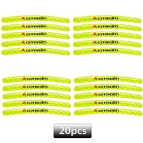 20Pcs Car Tire Rim Fluorescent Hub Warning Reflective Stickers For Citroen C2 C3 C4 C5 C6 C8 C4L DS3 DS4 DS5 Auto Accessories