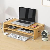 OLOEY Double-Layer Wooden Laptop & Monitor Stand with USB