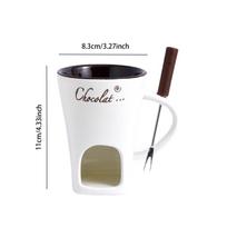 Fondue Mug Set Personal Mini Fondue Pots Chocolate Cheese Ice Cream Fondue Maker Kit Individual Butter Melter Cup Small Warmer (Off white,200ml) beveik baltos spalvos