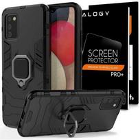 Etui Alogy Stand Ring Armor Do Samsung Galaxy A02S/ A03S 164Mm Czarne + Szkło