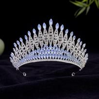 Elegant Baroque Queen Tiaras Sparkling Rhinestone Diadem Girls Party Headbands  Birthday Party Silver Blue