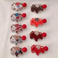 9pcs Good Luck Pony Hair Clip Cartoon Horse New Year Hairpin 2026 Year of the Horse Red New Year Hair Accessory Celebration