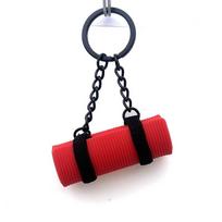 [HF][LA]1Pc Yoga Mat Mini Foam Roller Keyring Sports Style Silicone Foam Keychain Trinket Creative How To Yoga Keychain
