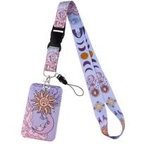 Cartoon Sun Moon Name Card Holder Lanyard Neck Straps Badge Holder Hanging Rope ID Card Holder