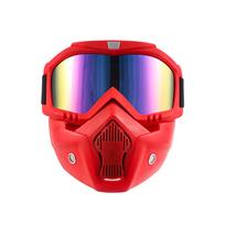 Full Face Protective Mask with Anti-Fog Goggles and Ventilated Mouth Guard for Outdoor Sports and Safety Activities One Size raudona