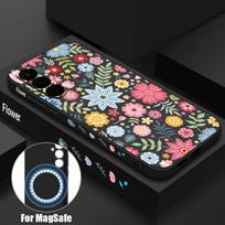 Vintage Floral Pattern Case For Samsung Galaxy S26 S25 Ultra S24 S23 FE S22 Plus S21 Built-in Metal Plate Magnetic Silicone Cover Samsung S22 Plus juoda