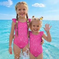 Girls One Piece Swimsuit Sequin Print Kids Swimwear Comfortable Fit Sleeveless Design Casual Style Suitable for Summer Beach Pool 140