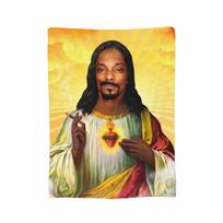 Saint Jesus Snoop Dogg Blankets Flannel Autumn/Winter Lightweight Thin Throw Blankets for Home Office Plush Thin Quilt 75x90cm