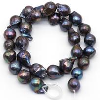 1String, 12-13mm Black Natural Freshwater Irregular Round Pearls 36cm Loose Beads for Handmade Jewelry Craft Supplies, DIY Holiday Gifts 1String/12-13mm-36cm juoda