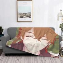 Childe Genshin Impact Blanket Flannel Ajax Autumn Anime Breathable Super Warm Throw Blankets for Bedding Travel Bedding Throws 75x90cm
