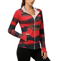 Women's Lightweight Zip Up Hoodie with Hood and Pockets Long Sleeve Camouflage Sun Protection Jacket for Outdoor Activities S raudona