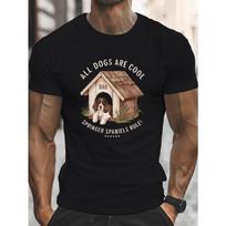 Men'S Casual Crew Neck T-Shirt with Springer Spaniel Doghouse Graphic, Short Sleeve, Slight Stretch, Geometric Pattern, Summer Wear, Dog Tshirt 2XL juoda
